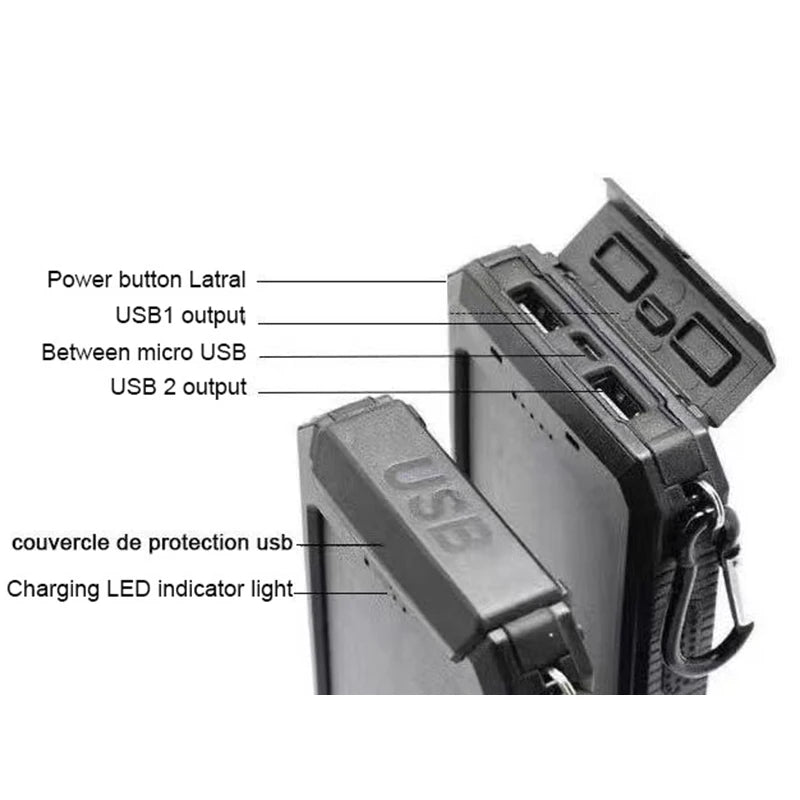 New Solar Power Bank 80000mAh Portable Charging Poverbank External Battery Charger Strong Light LDE Light for All Smartphones