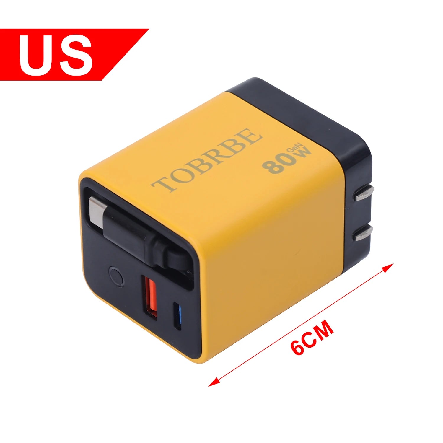 Portable 3 in 1 GaN Charger 80W MAX Fast Charger with Retractable Data Cable for iPhone 17 Airpods Macbook Phone Tablet Charger